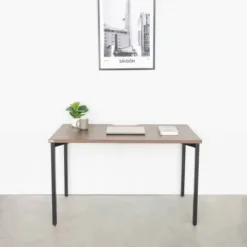 Minimalist Console Table / Desk with Metal Legs - Dark Wood Finish